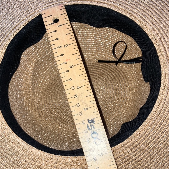 Stylish Tan Wide Brim Hat / Black Band and adjustable inside string to tighten - Picture 8 of 11